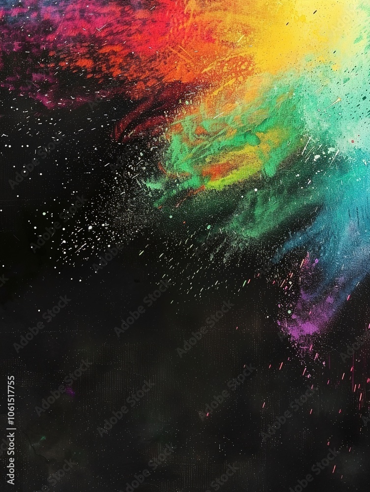 Fototapeta premium Vibrant burst of colorful fireworks exploding against dark night sky. Vibrant,celebration, festival, joy, happiness,new year, independence day,copy space,pattern,abstract