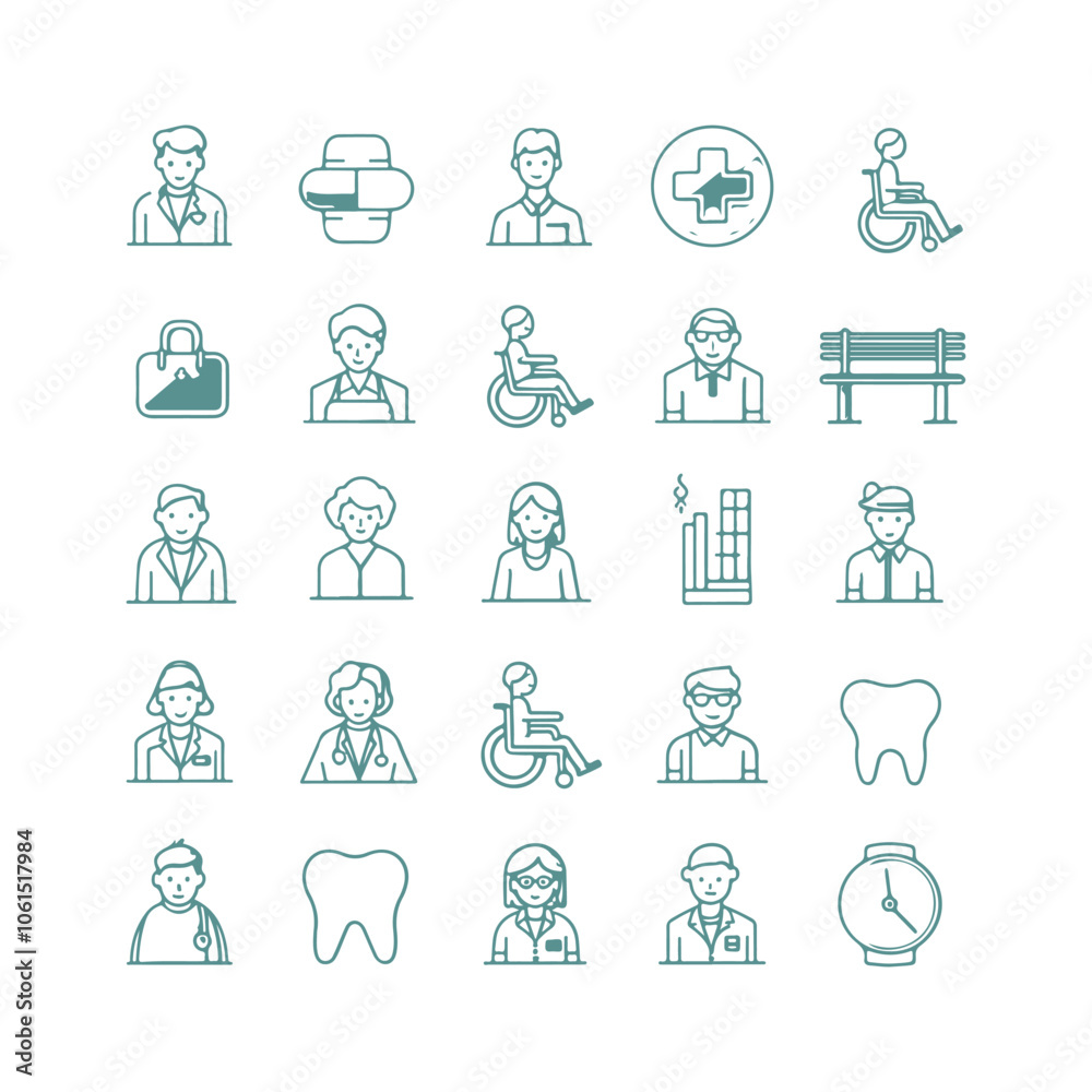 minimal elderly care icons set vector illustration minimal elderly care icons set vector illustration