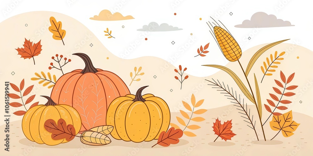 minimalist cute cartoon autumn harvest background minimalist cute cartoon autumn harvest background