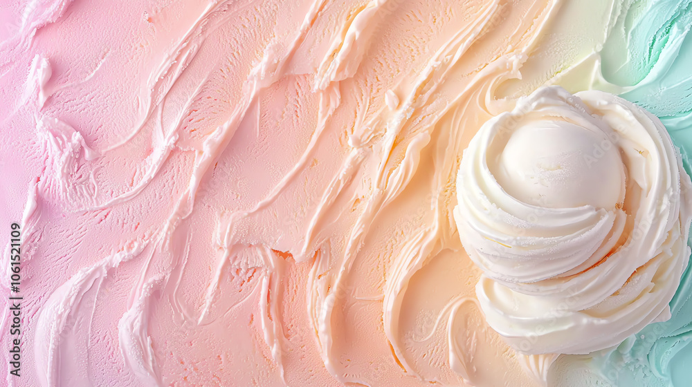 Single swirl of soft ice cream on a pastel ombre background warm soft lighting delicate pastel hues inviting creamy detail in macro shot straight-on view Single swirl of soft ice cream on a pastel ombre background warm soft lighting delicate pastel hues inviting creamy detail in macro shot straight-on view