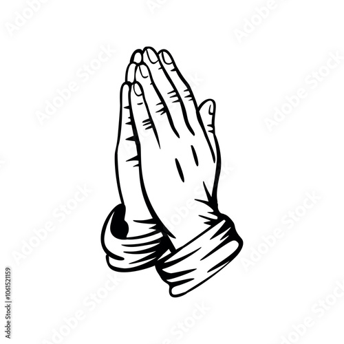 Hands folded in prayer to God.vector illustration