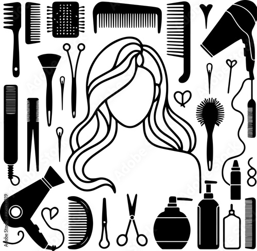 vector set of accessories hair salon