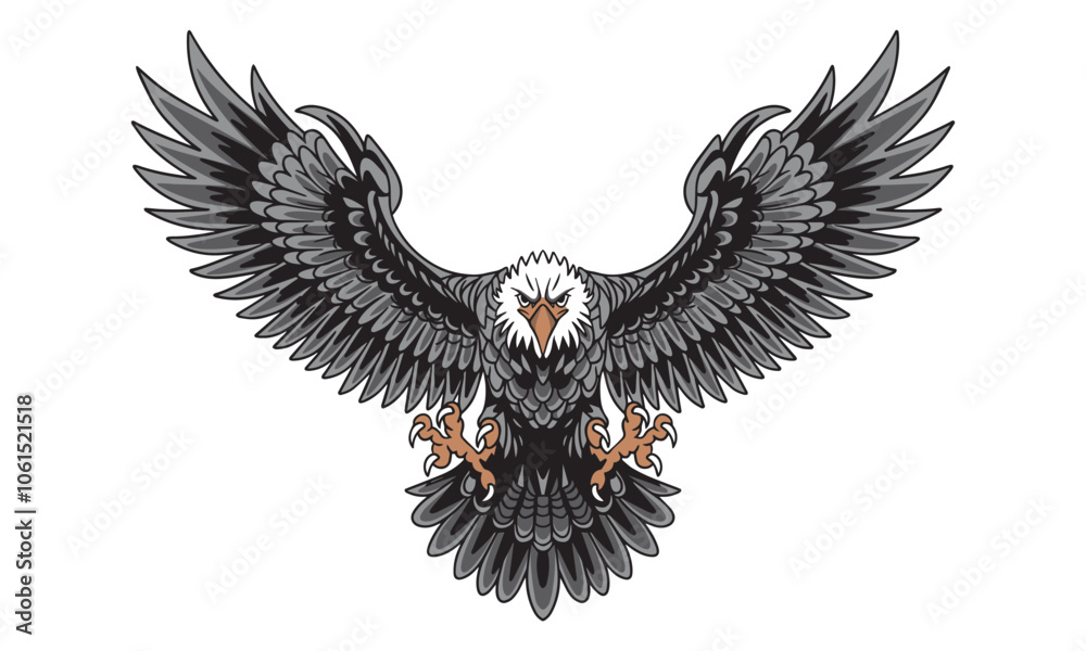Fototapeta premium Eagle spreading its wings.vector illustration