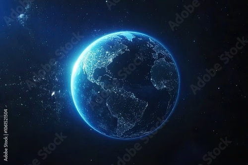 Global network and data connection concept. World connections on planet Earth at night. Earth in outer space and digital network. World communication technologies.