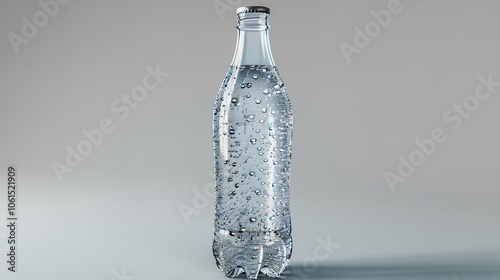 A Chilled Bottle of Sparkling Water with Condensation Drips