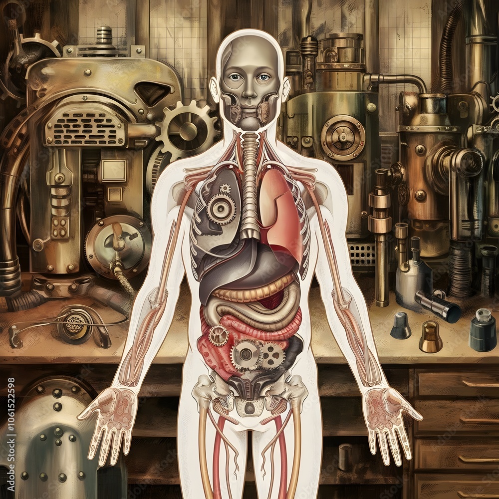 Obraz premium human body as a machine. Show internal organs of the body