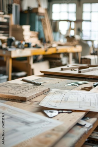 Custom Cabinetry Creation: Skilled Carpenters in a High-End Woodworking Workshop