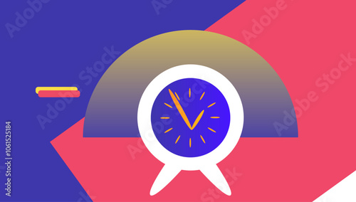 clock symbol on red blue background