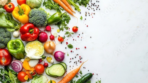 Fresh vegetables,fresh food design elements isolated on white background,Fresh colorful veggies background,diet,healthy food,Various Vegetables,space for text.