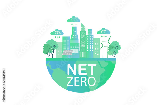 Net zero and carbon neutral concept. Low carbon economy, Decarbonization and emissions, Energy sustainable, Reduce CO2 emission, Green technology