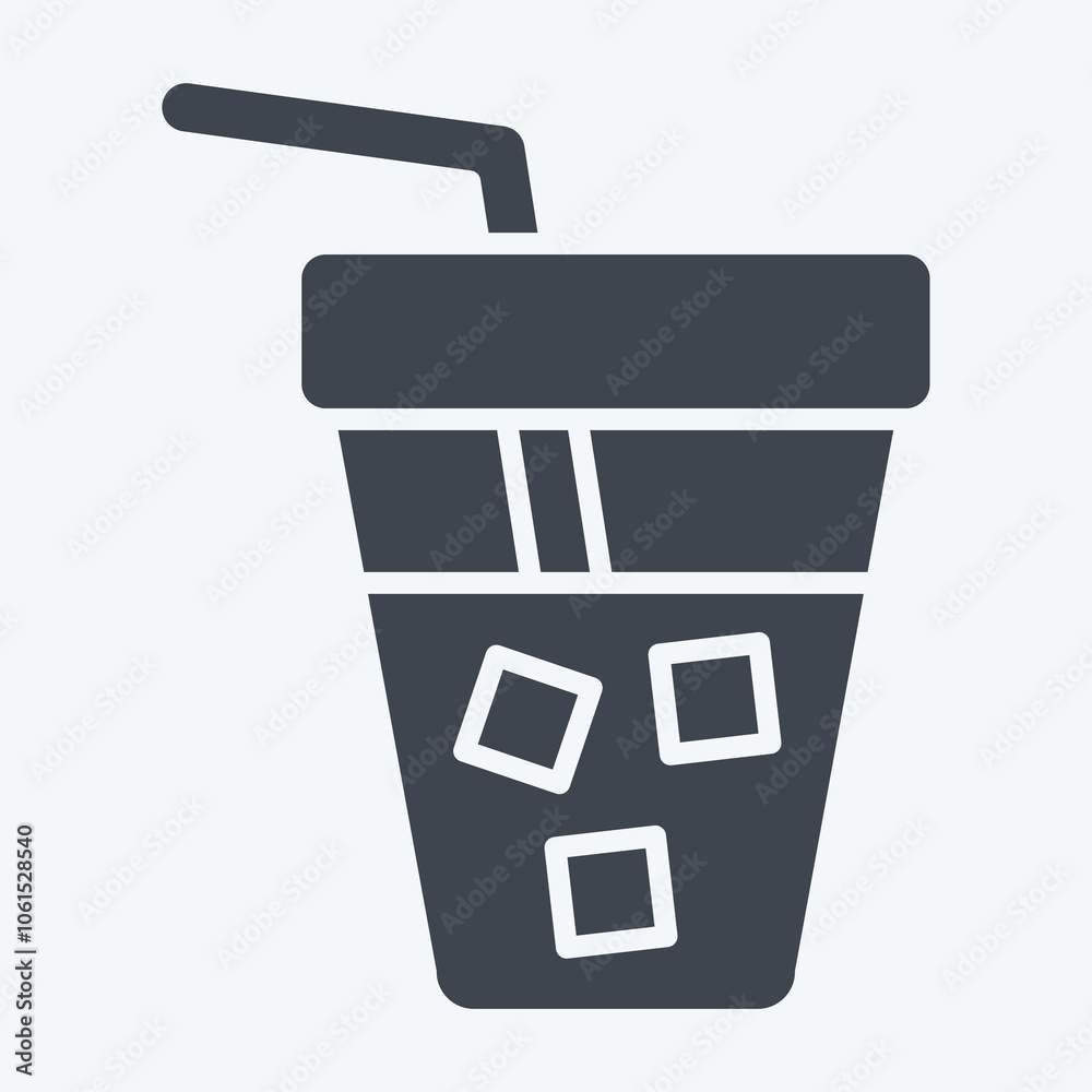 Icon Iced Coffee. related to Coffee symbol. glyph style. simple design editable Icon Iced Coffee. related to Coffee symbol. glyph style. simple design editable