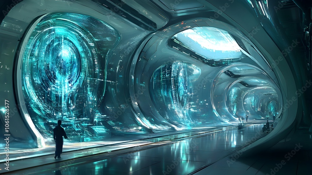Futuristic Chrono Synclastic Infundibulum Containment Facility with Advanced Technological Displays and Monitoring Systems Futuristic Chrono Synclastic Infundibulum Containment Facility with Advanced Technological Displays and Monitoring Systems
