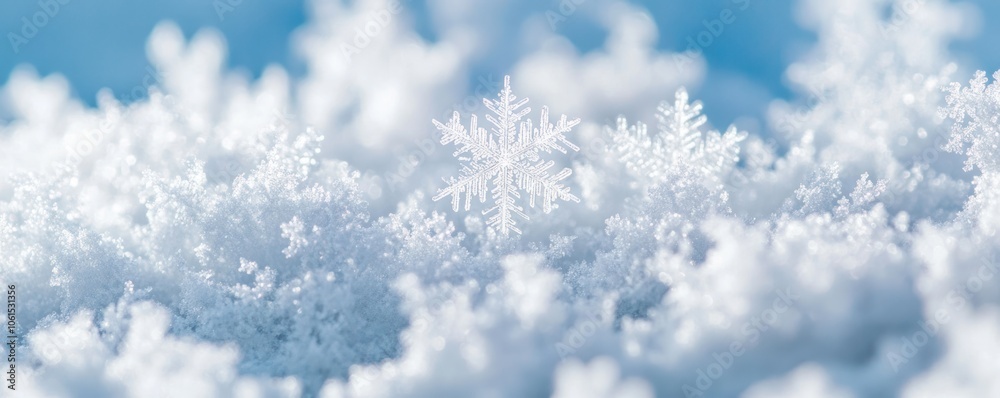 A close-up of snowflakes resting on a snowy surface, showcasing winter beauty. A close-up of snowflakes resting on a snowy surface, showcasing winter beauty.