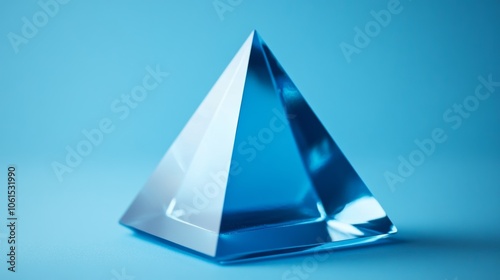 Wallpaper Mural Blue Glass Pyramid on Blue Background   Minimalist Geometric Shape Torontodigital.ca