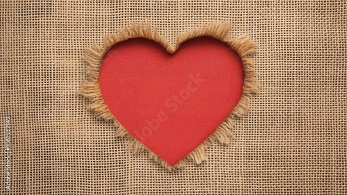 Rustic heart with rough edges on burlap, farmhouse style, warm lighting, farmhouse heart burlap, 3D illustration