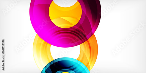 Bright colorful circles with light effects. Abstract background