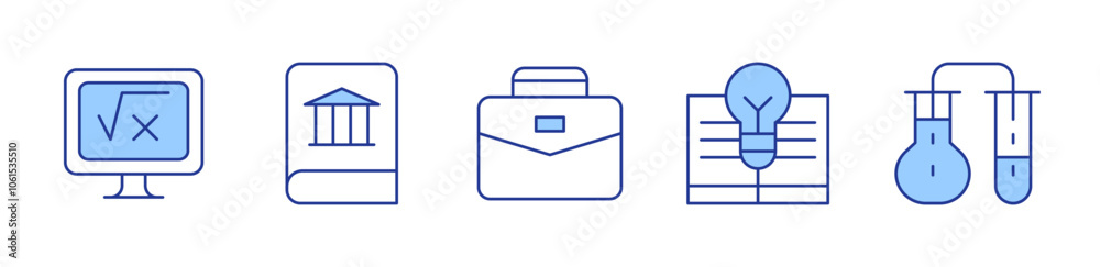 maths, history book, career, knowledge, chemical. icon vector illustration. Line Duotone style. Editable stroke maths, history book, career, knowledge, chemical. icon vector illustration. Line Duotone style. Editable stroke