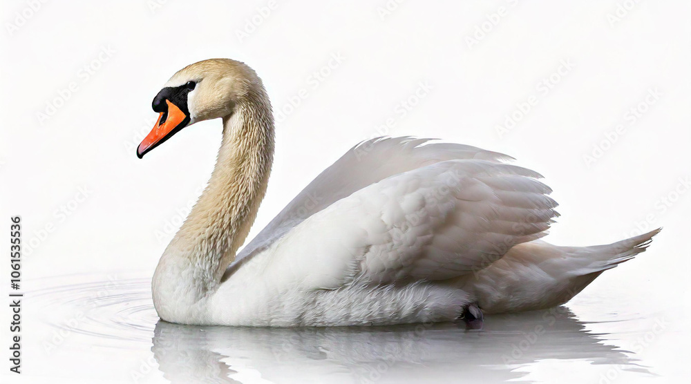 Fototapeta premium Swan isolated on white background studio shot