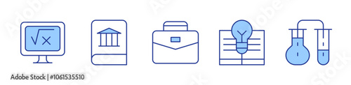 maths, history book, career, knowledge, chemical. icon vector illustration. Line Duotone style. Editable stroke