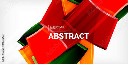 Round 3d shapes, plates background. Creative composition design template