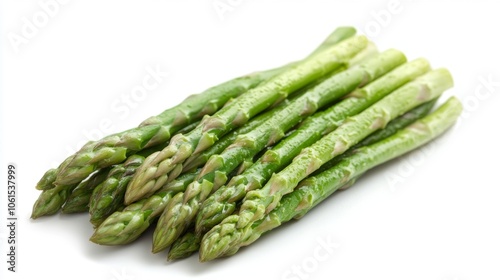 Fresh Green Asparagus Spears Isolated on White Background