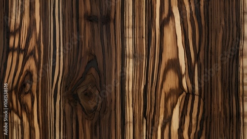 Exotic Zebrawood Grain Close Up: Luxurious High Contrast Brown Stripes photo