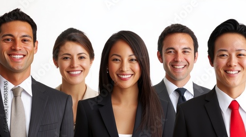 Collage of portraits of different ethnicities and mixed age group of smiling business professionals Isolated on white background