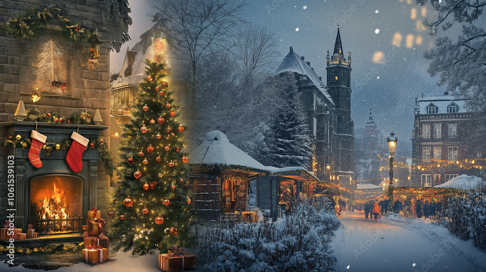 Obraz premium Holiday Backgrounds Design backgrounds with a range of festive scenes