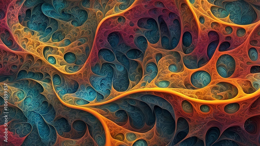 Fractal landscape intricate patterns vibrant hues multi-dimensional perspective Fractal landscape intricate patterns vibrant hues multi-dimensional perspective