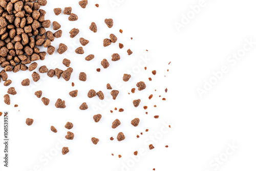 Pile of chocolate chips on white background. photo