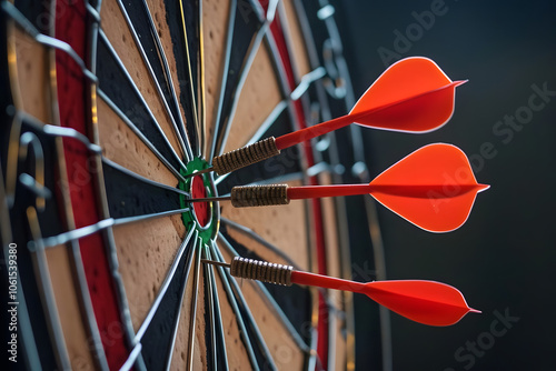 Wallpaper Mural vibrant darts hitting the bullseye: a symbol of achievement and victory. generative ai Torontodigital.ca