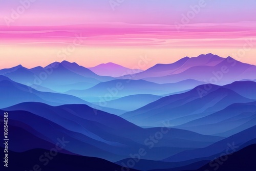 Majestic mountain range at sunset with vibrant purple and blue hues