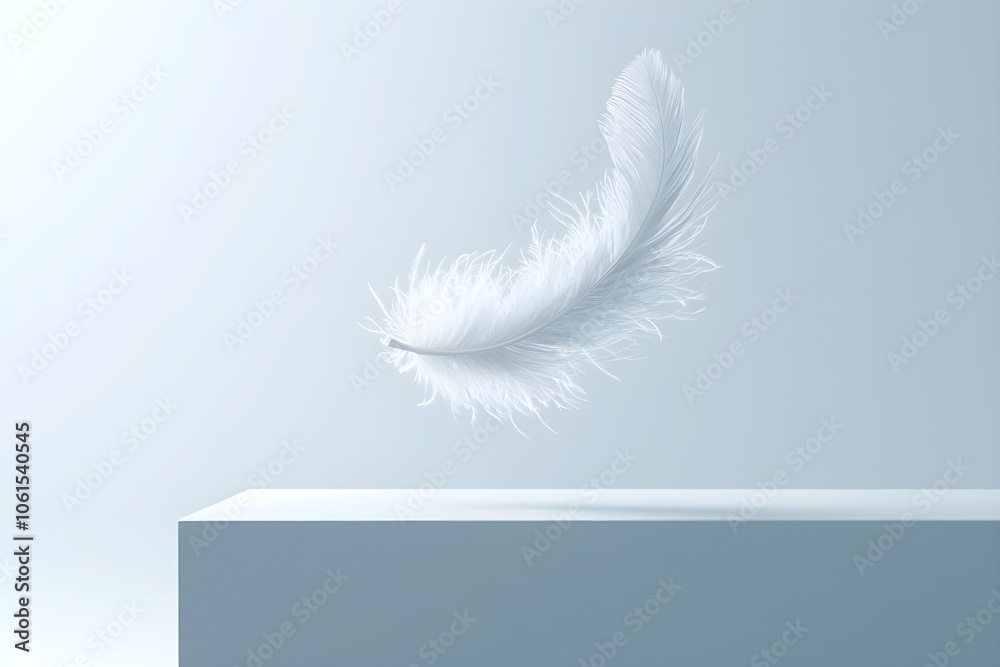 a single feather with intricate details, soft textures, photorealistic, floating effect, isolated on white background a single feather with intricate details, soft textures, photorealistic, floating effect, isolated on white background