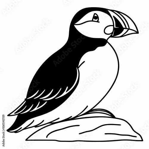 Puffin Line Art Vector Design photo