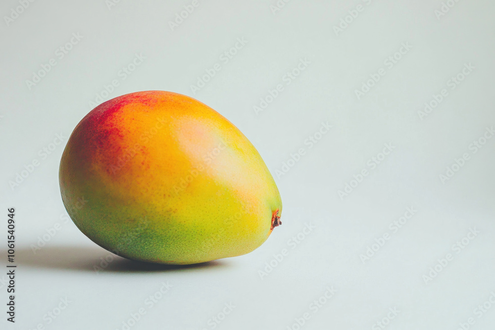 Ripe mango resting on white surface. Ripe mango resting on white surface.