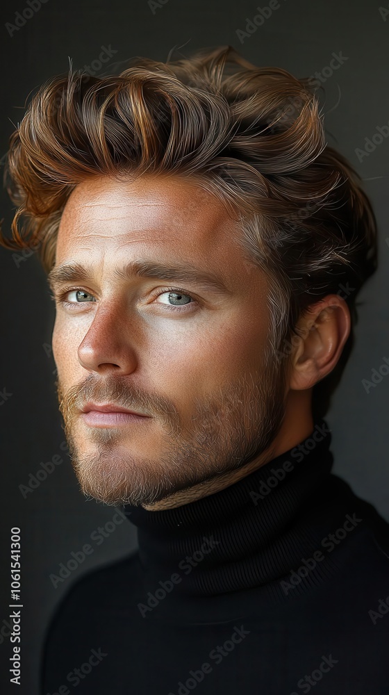 man with a perfectly styled quiff hairstyle captured in a side view showcasing the textured volume and natural flow embodying modern grooming trends with elegance man with a perfectly styled quiff hairstyle captured in a side view showcasing the textured volume and natural flow embodying modern grooming trends with elegance