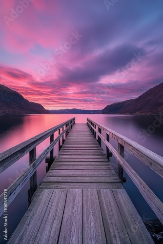 Wallpaper Mural Beautiful wooden pier extending over calm waters at sunset Torontodigital.ca