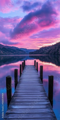 Wallpaper Mural Sunrise over serene lake with wooden dock and colorful sky reflections Torontodigital.ca