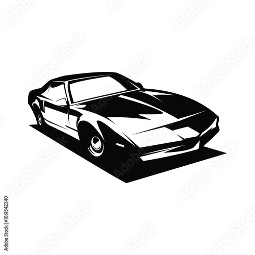 Kitt knight rider car. vintage car logo silhouette. isolated white background view from side. Best for logo, badge, emblem, icon, sticker design