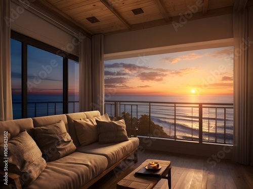 beautiful sunset on the beach view from bedroom
