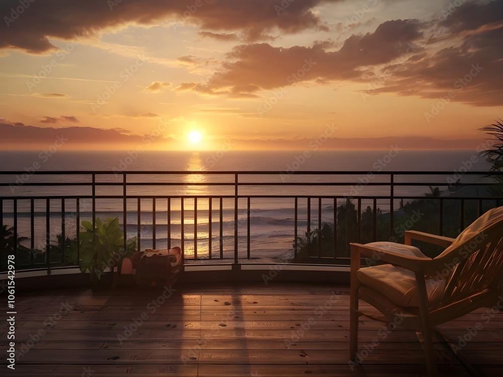 Obraz premium beautiful sunset on the beach view from bedroom