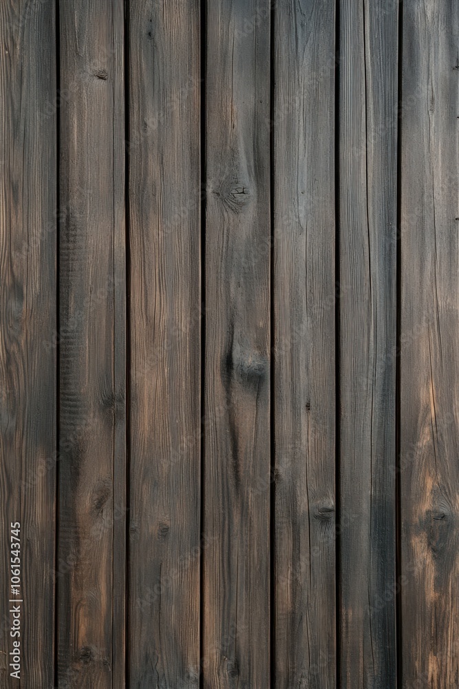 Dark wooden planks arranged vertically in a rustic interior setting Dark wooden planks arranged vertically in a rustic interior setting