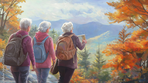 women leading active and healthy lifestyles, depicting them engaging in hobbies like hiking, painting, or participating in sports photo