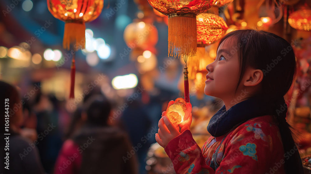 Fototapeta premium Highlight a lively flower market bustling with activity during Lunar New Year