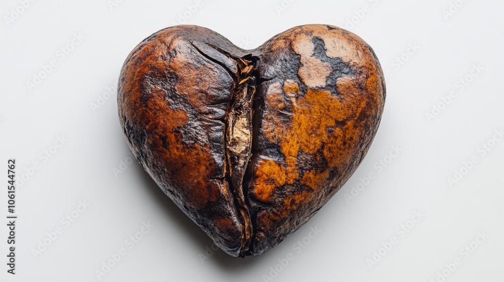 Heart-shaped coffee bean isolated on a white background, perfect for coffee lovers Heart-shaped coffee bean isolated on a white background, perfect for coffee lovers