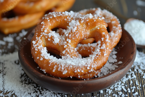 Handmade baked goods sprinkled with coarse sea salt.