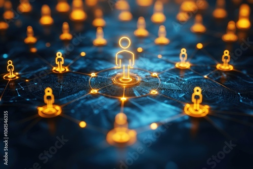Explore the concept of human resource management within modern administration, showcasing connections and networks that enhance organization and employee performance. photo