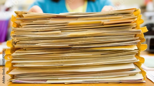 HR manager meticulously reviewing complaint files in a well-organized office setting, emphasizing the importance of fairness and thoroughness in workplace conflict resolution.