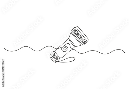 One continuous line drawing of flashlight poster vector illustration. Pro vector