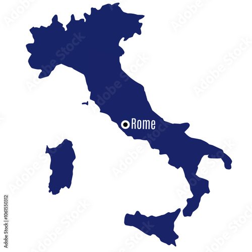 silhouette map of italy with country capitals